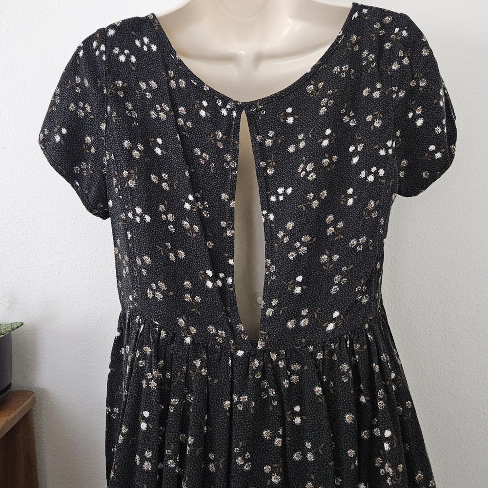 ditsy floral dot y2k babydoll grunge goth whimsigoth indie urban boho mini dress - Picture 4 of 8